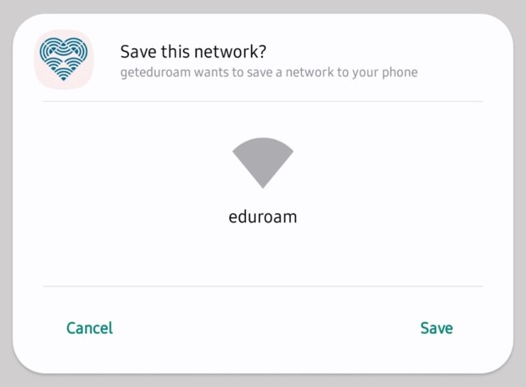 Android save eduroam network prompt