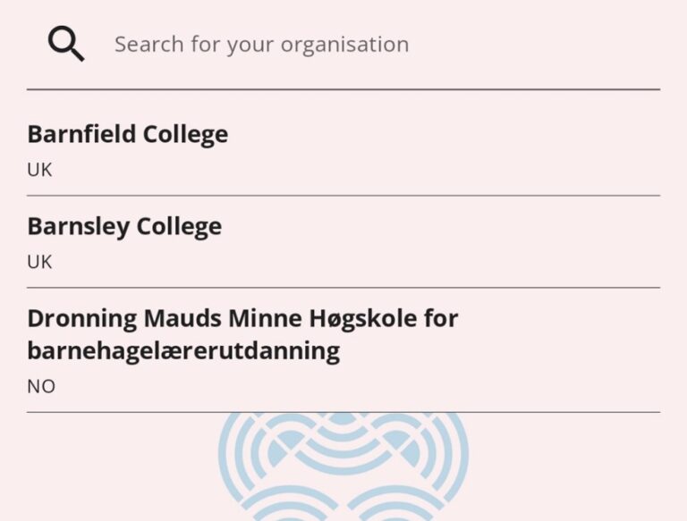 geteduroam organisation search showing Barnsley College